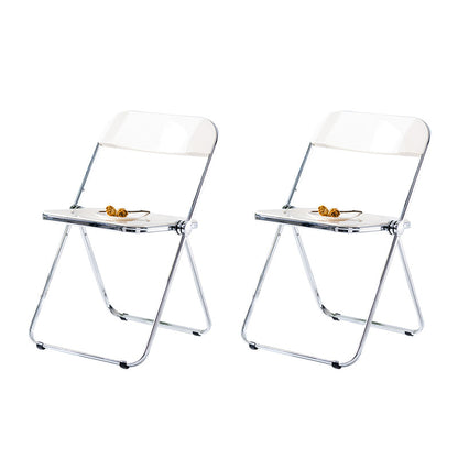 Contemporary Dining Armless Chair Folding Open Back Side Chair with Metal Legs White 2 Piece Set Clearhalo ' kitchen&dining_furn' 'Dining Chairs' 'Dining Tables & Seating' 'dining_chair' 'furn' 'furn_dining_chair' 'Furniture' 'furniture_dining_chair' 'Kitchen & Dining Furniture' 'kitchen' 4271623