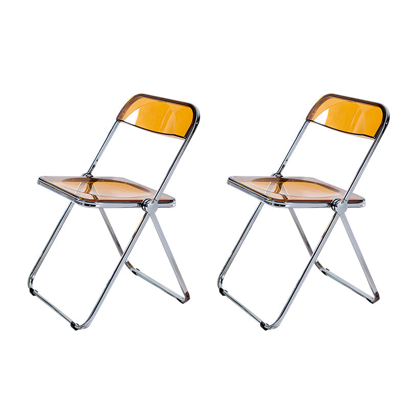 Contemporary Dining Armless Chair Folding Open Back Side Chair with Metal Legs Brown 2 Piece Set Clearhalo ' kitchen&dining_furn' 'Dining Chairs' 'Dining Tables & Seating' 'dining_chair' 'furn' 'furn_dining_chair' 'Furniture' 'furniture_dining_chair' 'Kitchen & Dining Furniture' 'kitchen' 4271628