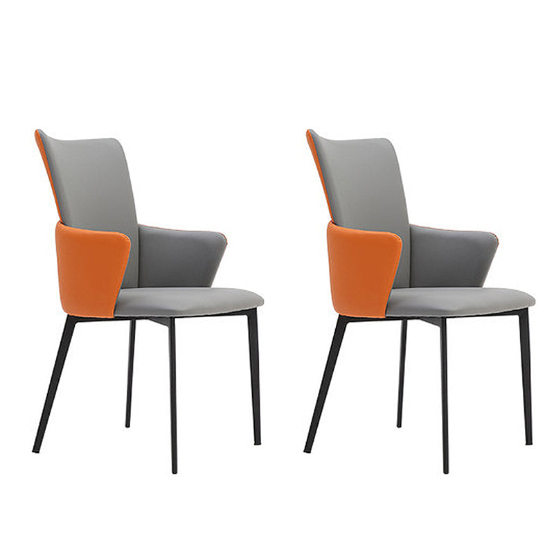 Modern Metal Dining Room Chair Faux Leather Dining Chairs for Restaurant Use Grey 2 Piece Set Clearhalo ' kitchen&dining_furn' 'Dining Chairs' 'Dining Tables & Seating' 'dining_chair' 'furn' 'furn_dining_chair' 'Furniture' 'furniture_dining_chair' 'Kitchen & Dining Furniture' 'kitchen' 4271635