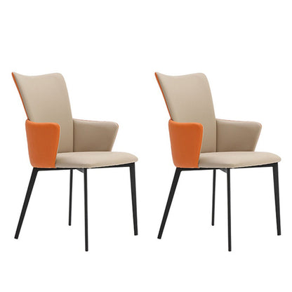 Modern Metal Dining Room Chair Faux Leather Dining Chairs for Restaurant Use Beige 2 Piece Set Clearhalo ' kitchen&dining_furn' 'Dining Chairs' 'Dining Tables & Seating' 'dining_chair' 'furn' 'furn_dining_chair' 'Furniture' 'furniture_dining_chair' 'Kitchen & Dining Furniture' 'kitchen' 4271636
