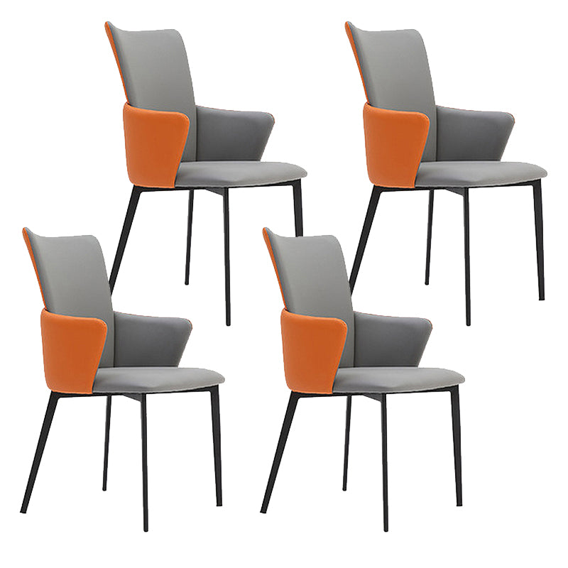Modern Metal Dining Room Chair Faux Leather Dining Chairs for Restaurant Use Grey 4 Piece Set Clearhalo ' kitchen&dining_furn' 'Dining Chairs' 'Dining Tables & Seating' 'dining_chair' 'furn' 'furn_dining_chair' 'Furniture' 'furniture_dining_chair' 'Kitchen & Dining Furniture' 'kitchen' 4271638