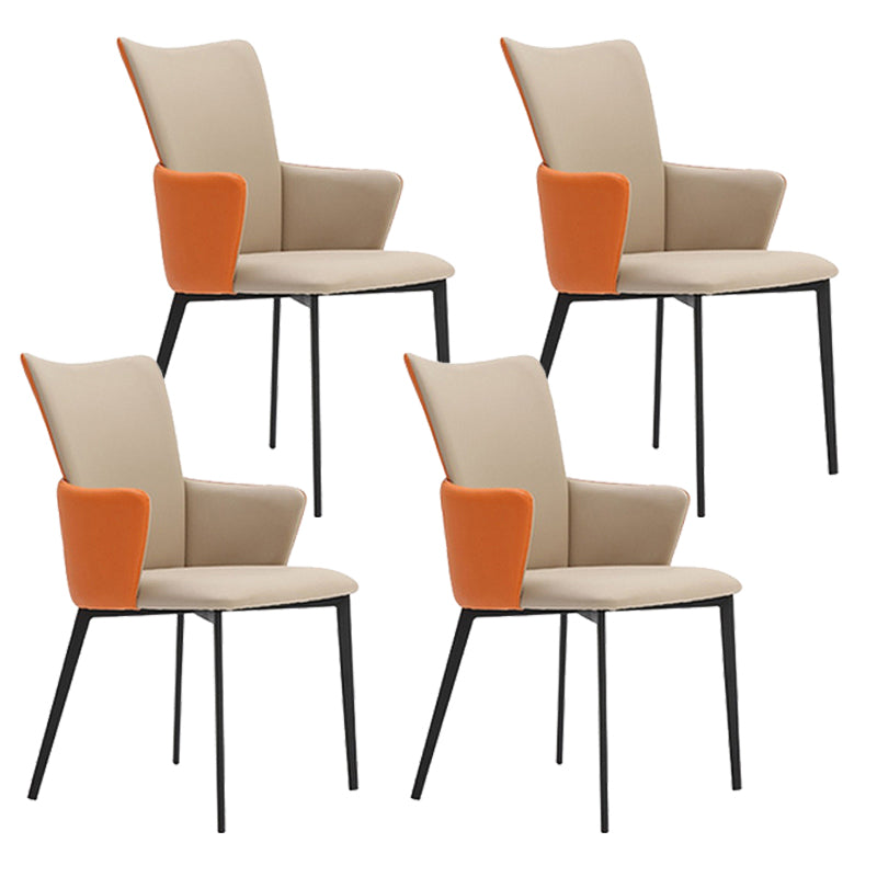 Modern Metal Dining Room Chair Faux Leather Dining Chairs for Restaurant Use Beige 4 Piece Set Clearhalo ' kitchen&dining_furn' 'Dining Chairs' 'Dining Tables & Seating' 'dining_chair' 'furn' 'furn_dining_chair' 'Furniture' 'furniture_dining_chair' 'Kitchen & Dining Furniture' 'kitchen' 4271640