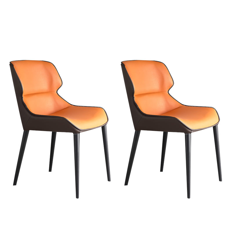 Modern PU Leather Dining Chairs Metal Dining Armchairs for Home Use Orange 2 Piece Set Clearhalo ' kitchen&dining_furn' 'Dining Chairs' 'Dining Tables & Seating' 'dining_chair' 'furn' 'furn_dining_chair' 'Furniture' 'furniture_dining_chair' 'Kitchen & Dining Furniture' 'kitchen' 4271649