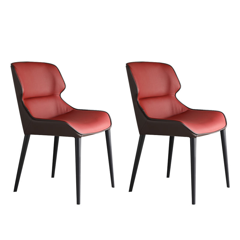 Modern PU Leather Dining Chairs Metal Dining Armchairs for Home Use Red 2 Piece Set Clearhalo ' kitchen&dining_furn' 'Dining Chairs' 'Dining Tables & Seating' 'dining_chair' 'furn' 'furn_dining_chair' 'Furniture' 'furniture_dining_chair' 'Kitchen & Dining Furniture' 'kitchen' 4271651