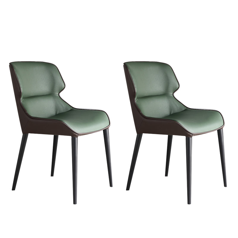 Modern PU Leather Dining Chairs Metal Dining Armchairs for Home Use Dark Green 2 Piece Set Clearhalo ' kitchen&dining_furn' 'Dining Chairs' 'Dining Tables & Seating' 'dining_chair' 'furn' 'furn_dining_chair' 'Furniture' 'furniture_dining_chair' 'Kitchen & Dining Furniture' 'kitchen' 4271653