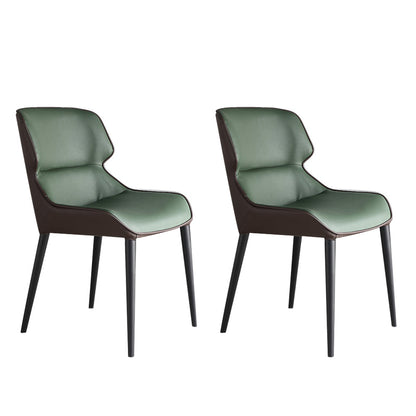 Modern PU Leather Dining Chairs Metal Dining Armchairs for Home Use Dark Green 2 Piece Set Clearhalo ' kitchen&dining_furn' 'Dining Chairs' 'Dining Tables & Seating' 'dining_chair' 'furn' 'furn_dining_chair' 'Furniture' 'furniture_dining_chair' 'Kitchen & Dining Furniture' 'kitchen' 4271653