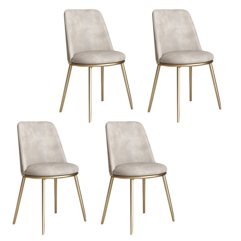 Scandinavian Style Leather Dining Chairs Upholstered Side Solid Back Chair Cream 4 Piece Set Clearhalo ' kitchen&dining_furn' 'Dining Chairs' 'Dining Tables & Seating' 'dining_chair' 'furn' 'furn_dining_chair' 'Furniture' 'furniture_dining_chair' 'Kitchen & Dining Furniture' 'kitchen' 4271662