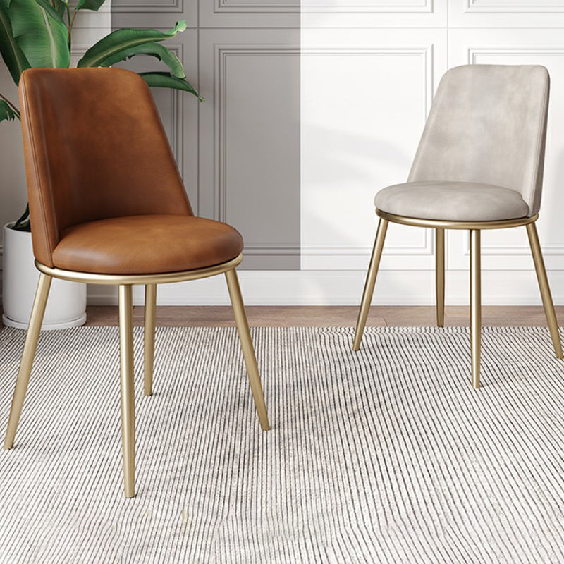 Scandinavian Style Leather Dining Chairs Upholstered Side Solid Back Chair Clearhalo ' kitchen&dining_furn' 'Dining Chairs' 'Dining Tables & Seating' 'dining_chair' 'furn' 'furn_dining_chair' 'Furniture' 'furniture_dining_chair' 'Kitchen & Dining Furniture' 'kitchen' 4271665