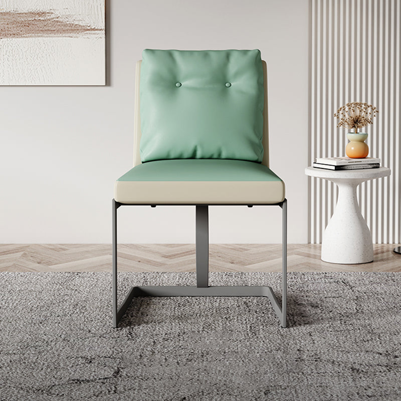 Upholstered Leather Armless Dining Chairs Solid Back Chairs with Metal Legs Clearhalo ' kitchen&dining_furn' 'Dining Chairs' 'Dining Tables & Seating' 'dining_chair' 'furn' 'furn_dining_chair' 'Furniture' 'furniture_dining_chair' 'Kitchen & Dining Furniture' 'kitchen' 4271674