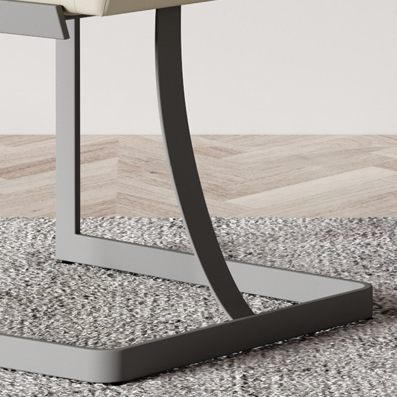 Upholstered Leather Armless Dining Chairs Solid Back Chairs with Metal Legs Clearhalo ' kitchen&dining_furn' 'Dining Chairs' 'Dining Tables & Seating' 'dining_chair' 'furn' 'furn_dining_chair' 'Furniture' 'furniture_dining_chair' 'Kitchen & Dining Furniture' 'kitchen' 4271684