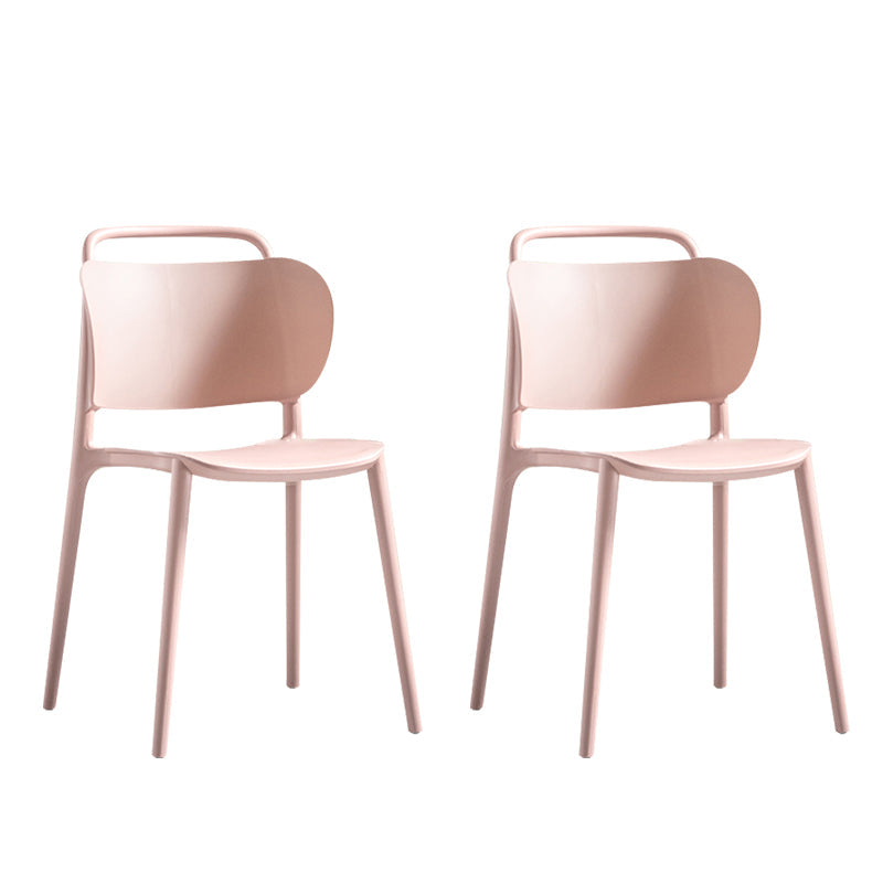 Contemporary Style Plastic Dining Chair Dining Armless Side Chair for Kitchen Pink 2 Piece Set Clearhalo ' kitchen&dining_furn' 'Dining Chairs' 'Dining Tables & Seating' 'dining_chair' 'furn' 'furn_dining_chair' 'Furniture' 'furniture_dining_chair' 'Kitchen & Dining Furniture' 'kitchen' 4271715