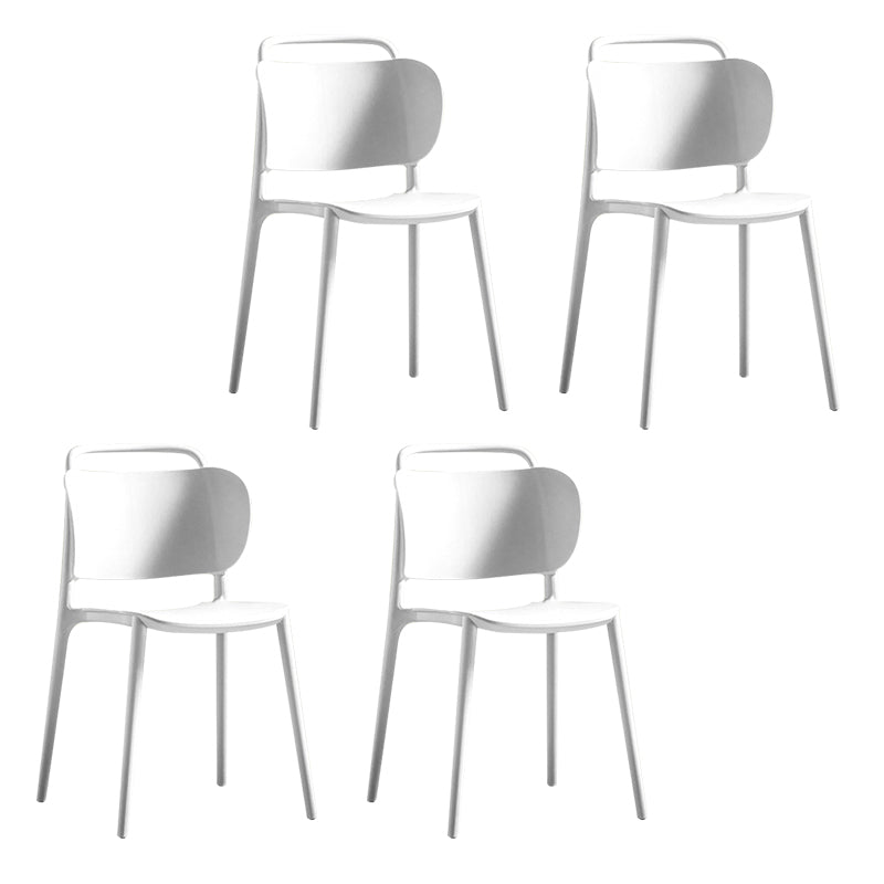 Contemporary Style Plastic Dining Chair Dining Armless Side Chair for Kitchen White 4 Piece Set Clearhalo ' kitchen&dining_furn' 'Dining Chairs' 'Dining Tables & Seating' 'dining_chair' 'furn' 'furn_dining_chair' 'Furniture' 'furniture_dining_chair' 'Kitchen & Dining Furniture' 'kitchen' 4271726