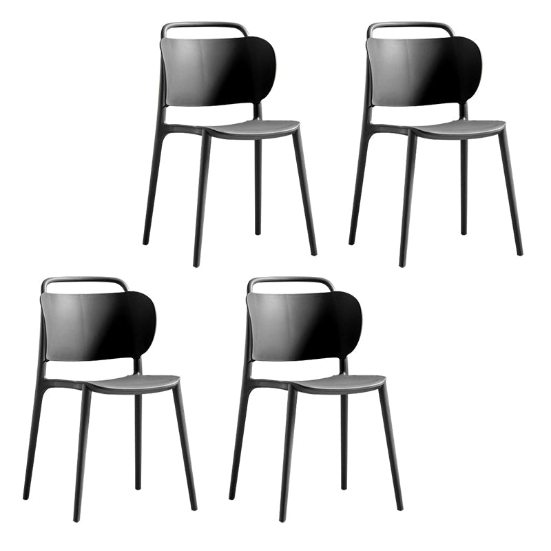 Contemporary Style Plastic Dining Chair Dining Armless Side Chair for Kitchen Black-Gray 4 Piece Set Clearhalo ' kitchen&dining_furn' 'Dining Chairs' 'Dining Tables & Seating' 'dining_chair' 'furn' 'furn_dining_chair' 'Furniture' 'furniture_dining_chair' 'Kitchen & Dining Furniture' 'kitchen' 4271728