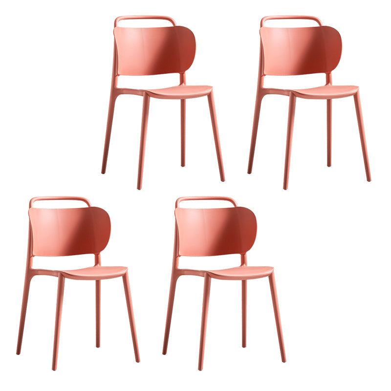 Contemporary Style Plastic Dining Chair Dining Armless Side Chair for Kitchen Red 4 Piece Set Clearhalo ' kitchen&dining_furn' 'Dining Chairs' 'Dining Tables & Seating' 'dining_chair' 'furn' 'furn_dining_chair' 'Furniture' 'furniture_dining_chair' 'Kitchen & Dining Furniture' 'kitchen' 4271730