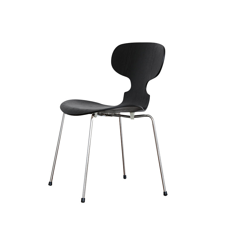 Modern Metal Dining Room Chair Wood Dining Side Chair for Restaurant Use Black-Silver 1 Piece Clearhalo ' kitchen&dining_furn' 'Dining Chairs' 'Dining Tables & Seating' 'dining_chair' 'furn' 'furn_dining_chair' 'Furniture' 'furniture_dining_chair' 'Kitchen & Dining Furniture' 'kitchen' 4271765