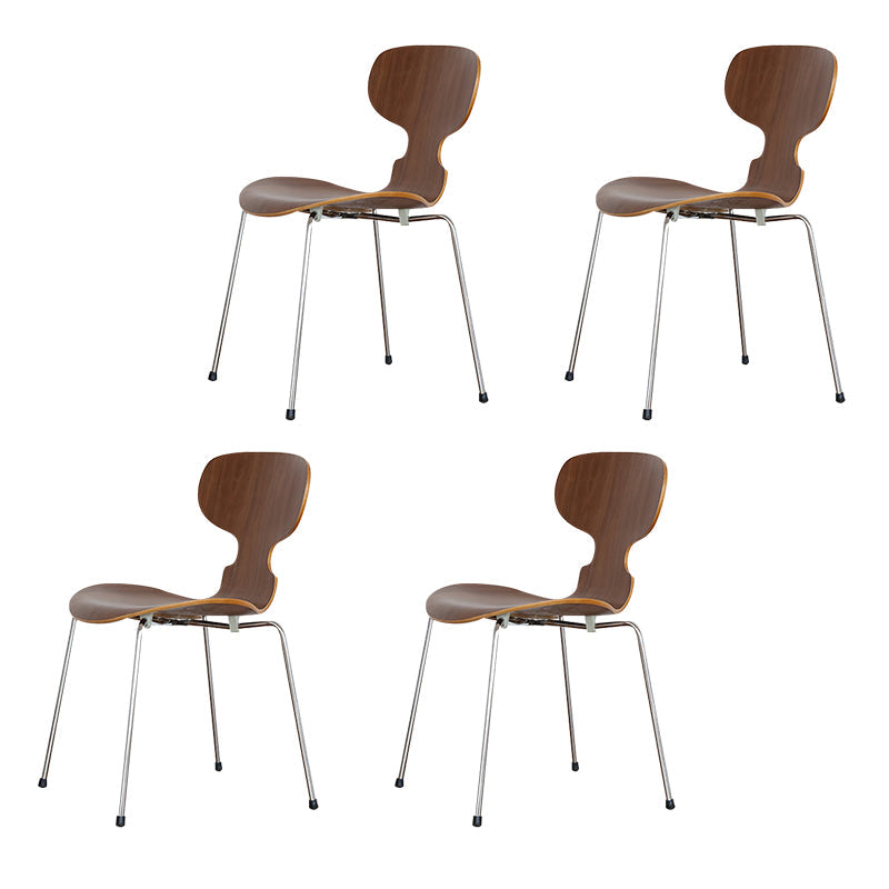 Modern Metal Dining Room Chair Wood Dining Side Chair for Restaurant Use Walnut 4 Piece Set Clearhalo ' kitchen&dining_furn' 'Dining Chairs' 'Dining Tables & Seating' 'dining_chair' 'furn' 'furn_dining_chair' 'Furniture' 'furniture_dining_chair' 'Kitchen & Dining Furniture' 'kitchen' 4271783