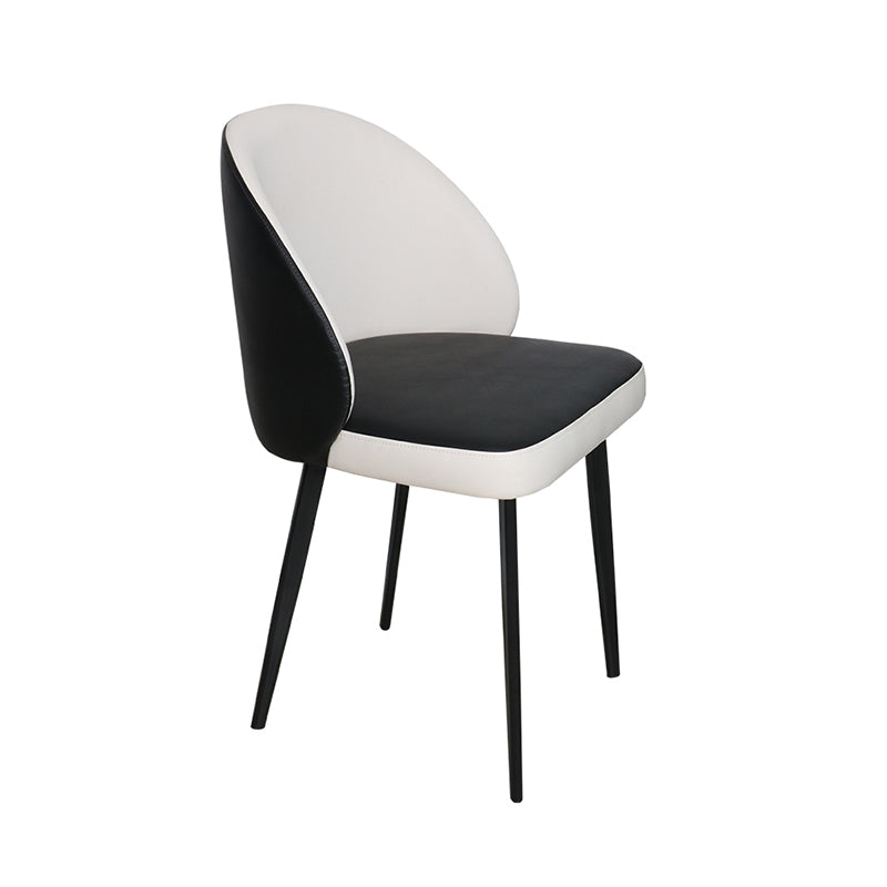 Contemporary Style Dining Chair Armless Kitchen Side Chair with Metal Legs Black-White 1 Piece Clearhalo ' kitchen&dining_furn' 'Dining Chairs' 'Dining Tables & Seating' 'dining_chair' 'furn' 'furn_dining_chair' 'Furniture' 'furniture_dining_chair' 'Kitchen & Dining Furniture' 'kitchen' 4271801