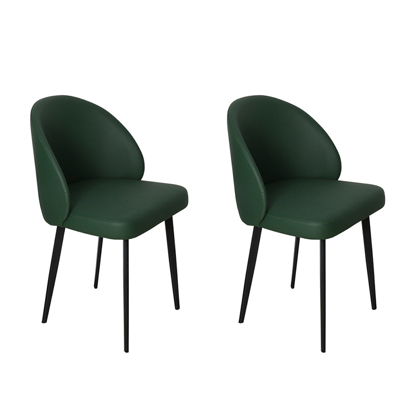 Contemporary Style Dining Chair Armless Kitchen Side Chair with Metal Legs Blackish Green 2 Piece Set Clearhalo ' kitchen&dining_furn' 'Dining Chairs' 'Dining Tables & Seating' 'dining_chair' 'furn' 'furn_dining_chair' 'Furniture' 'furniture_dining_chair' 'Kitchen & Dining Furniture' 'kitchen' 4271803