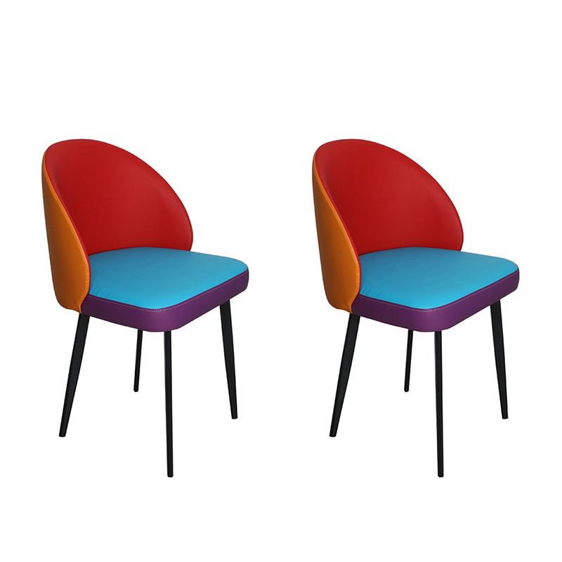 Contemporary Style Dining Chair Armless Kitchen Side Chair with Metal Legs Red-Yellow-Blue 2 Piece Set Clearhalo ' kitchen&dining_furn' 'Dining Chairs' 'Dining Tables & Seating' 'dining_chair' 'furn' 'furn_dining_chair' 'Furniture' 'furniture_dining_chair' 'Kitchen & Dining Furniture' 'kitchen' 4271806