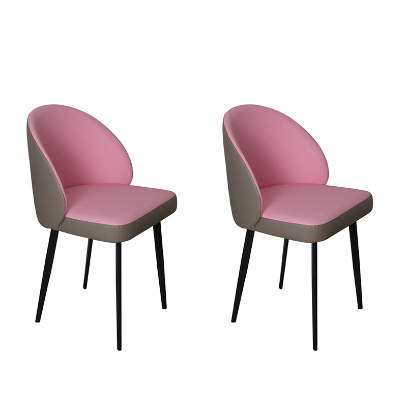 Contemporary Style Dining Chair Armless Kitchen Side Chair with Metal Legs Khaki-Red 2 Piece Set Clearhalo ' kitchen&dining_furn' 'Dining Chairs' 'Dining Tables & Seating' 'dining_chair' 'furn' 'furn_dining_chair' 'Furniture' 'furniture_dining_chair' 'Kitchen & Dining Furniture' 'kitchen' 4271810