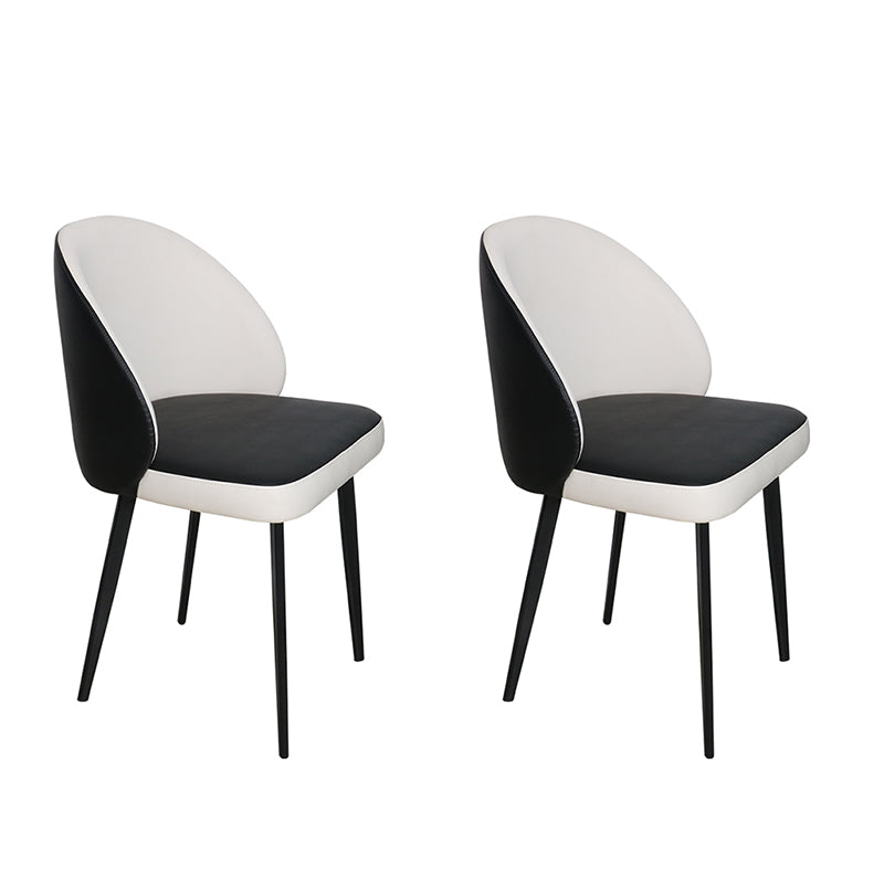 Contemporary Style Dining Chair Armless Kitchen Side Chair with Metal Legs Black-White 2 Piece Set Clearhalo ' kitchen&dining_furn' 'Dining Chairs' 'Dining Tables & Seating' 'dining_chair' 'furn' 'furn_dining_chair' 'Furniture' 'furniture_dining_chair' 'Kitchen & Dining Furniture' 'kitchen' 4271811