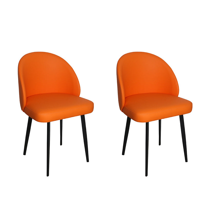 Contemporary Style Dining Chair Armless Kitchen Side Chair with Metal Legs Orange 2 Piece Set Clearhalo ' kitchen&dining_furn' 'Dining Chairs' 'Dining Tables & Seating' 'dining_chair' 'furn' 'furn_dining_chair' 'Furniture' 'furniture_dining_chair' 'Kitchen & Dining Furniture' 'kitchen' 4271812