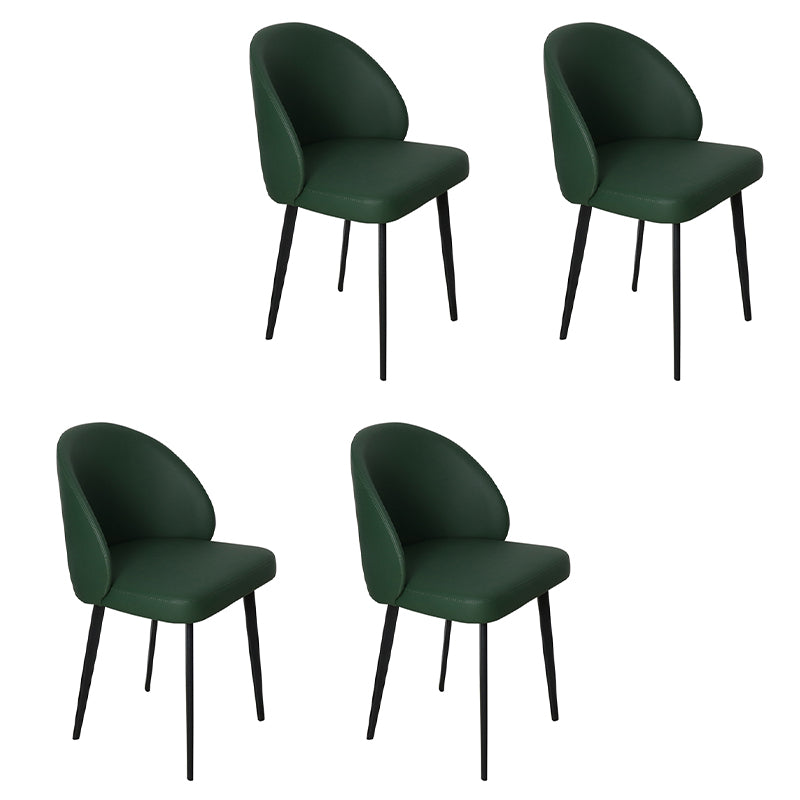 Contemporary Style Dining Chair Armless Kitchen Side Chair with Metal Legs Blackish Green 4 Piece Set Clearhalo ' kitchen&dining_furn' 'Dining Chairs' 'Dining Tables & Seating' 'dining_chair' 'furn' 'furn_dining_chair' 'Furniture' 'furniture_dining_chair' 'Kitchen & Dining Furniture' 'kitchen' 4271813