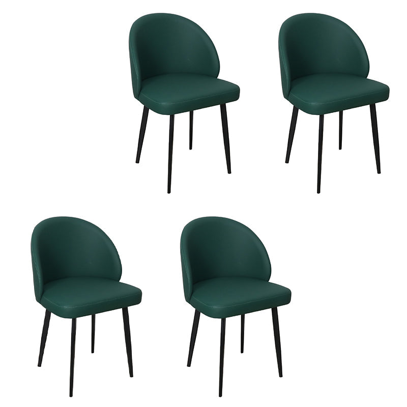 Contemporary Style Dining Chair Armless Kitchen Side Chair with Metal Legs Peacock Green 4 Piece Set Clearhalo ' kitchen&dining_furn' 'Dining Chairs' 'Dining Tables & Seating' 'dining_chair' 'furn' 'furn_dining_chair' 'Furniture' 'furniture_dining_chair' 'Kitchen & Dining Furniture' 'kitchen' 4271814