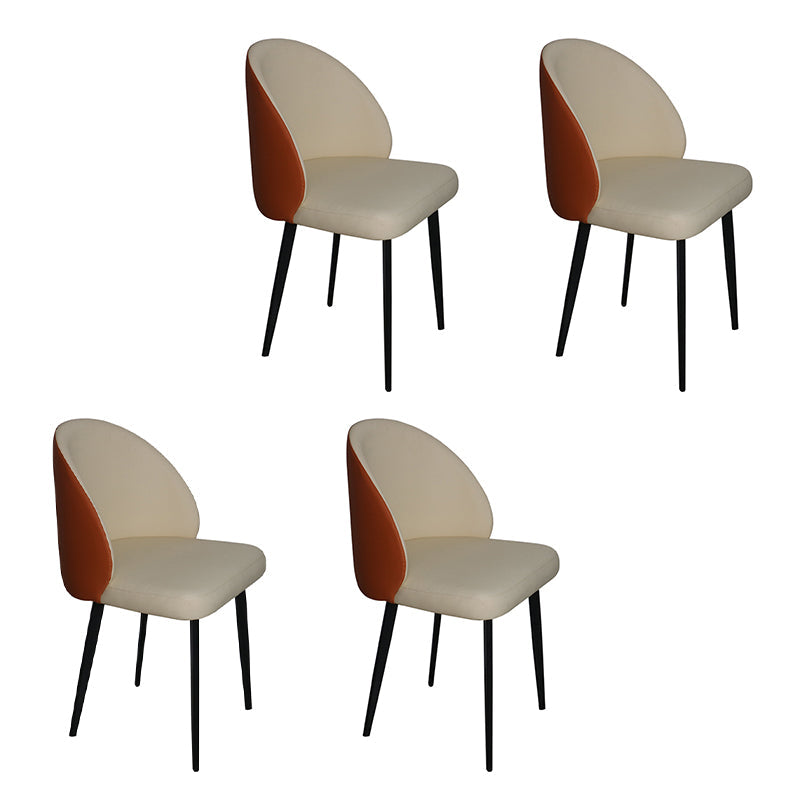 Contemporary Style Dining Chair Armless Kitchen Side Chair with Metal Legs Beige 4 Piece Set Clearhalo ' kitchen&dining_furn' 'Dining Chairs' 'Dining Tables & Seating' 'dining_chair' 'furn' 'furn_dining_chair' 'Furniture' 'furniture_dining_chair' 'Kitchen & Dining Furniture' 'kitchen' 4271815