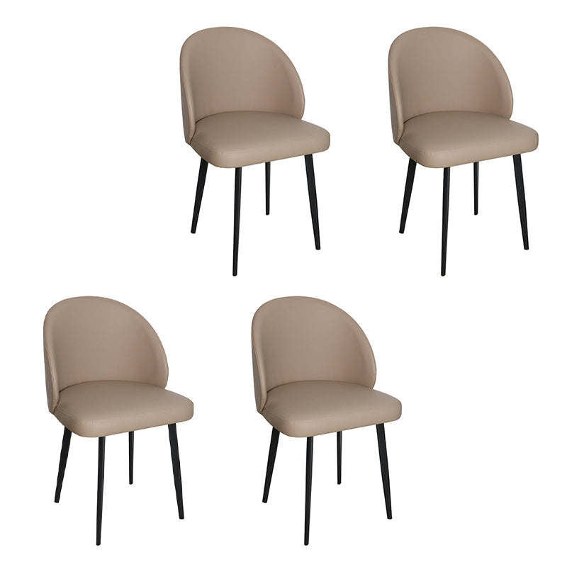 Contemporary Style Dining Chair Armless Kitchen Side Chair with Metal Legs Khaki 4 Piece Set Clearhalo ' kitchen&dining_furn' 'Dining Chairs' 'Dining Tables & Seating' 'dining_chair' 'furn' 'furn_dining_chair' 'Furniture' 'furniture_dining_chair' 'Kitchen & Dining Furniture' 'kitchen' 4271818