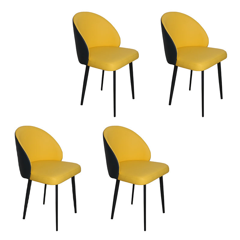 Contemporary Style Dining Chair Armless Kitchen Side Chair with Metal Legs Yellow Blue 4 Piece Set Clearhalo ' kitchen&dining_furn' 'Dining Chairs' 'Dining Tables & Seating' 'dining_chair' 'furn' 'furn_dining_chair' 'Furniture' 'furniture_dining_chair' 'Kitchen & Dining Furniture' 'kitchen' 4271819