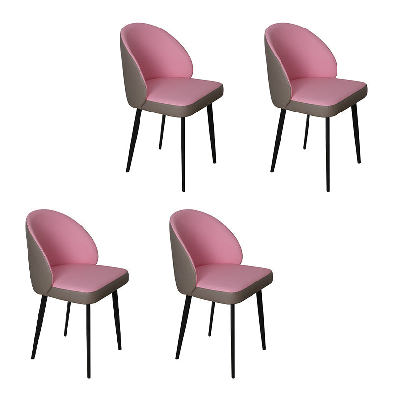 Contemporary Style Dining Chair Armless Kitchen Side Chair with Metal Legs Khaki-Red 4 Piece Set Clearhalo ' kitchen&dining_furn' 'Dining Chairs' 'Dining Tables & Seating' 'dining_chair' 'furn' 'furn_dining_chair' 'Furniture' 'furniture_dining_chair' 'Kitchen & Dining Furniture' 'kitchen' 4271820