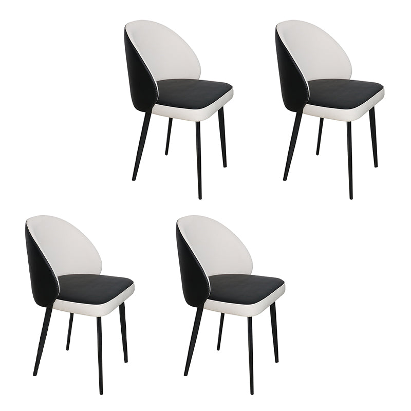 Contemporary Style Dining Chair Armless Kitchen Side Chair with Metal Legs Black-White 4 Piece Set Clearhalo ' kitchen&dining_furn' 'Dining Chairs' 'Dining Tables & Seating' 'dining_chair' 'furn' 'furn_dining_chair' 'Furniture' 'furniture_dining_chair' 'Kitchen & Dining Furniture' 'kitchen' 4271821