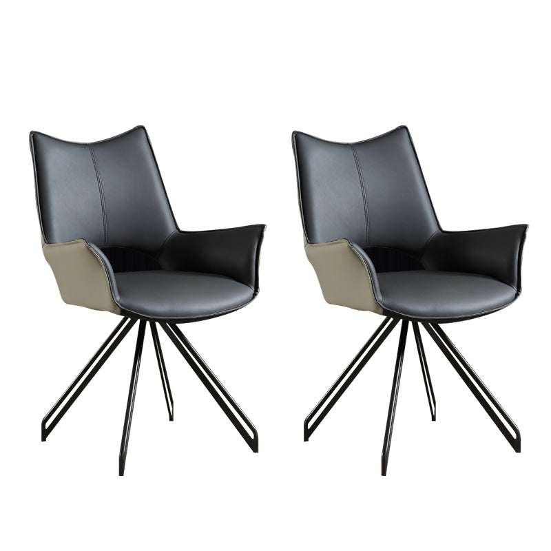 Modern Metal Dining Room Chair Swivel Side Arm Chair for Restaurant Use Grey 2 Piece Set Clearhalo ' kitchen&dining_furn' 'Dining Chairs' 'Dining Tables & Seating' 'dining_chair' 'furn' 'furn_dining_chair' 'Furniture' 'furniture_dining_chair' 'Kitchen & Dining Furniture' 'kitchen' 4271825