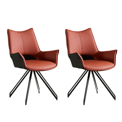 Modern Metal Dining Room Chair Swivel Side Arm Chair for Restaurant Use Orange 2 Piece Set Clearhalo ' kitchen&dining_furn' 'Dining Chairs' 'Dining Tables & Seating' 'dining_chair' 'furn' 'furn_dining_chair' 'Furniture' 'furniture_dining_chair' 'Kitchen & Dining Furniture' 'kitchen' 4271826
