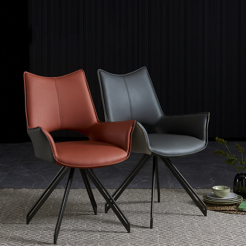 Modern Metal Dining Room Chair Swivel Side Arm Chair for Restaurant Use Clearhalo ' kitchen&dining_furn' 'Dining Chairs' 'Dining Tables & Seating' 'dining_chair' 'furn' 'furn_dining_chair' 'Furniture' 'furniture_dining_chair' 'Kitchen & Dining Furniture' 'kitchen' 4271827