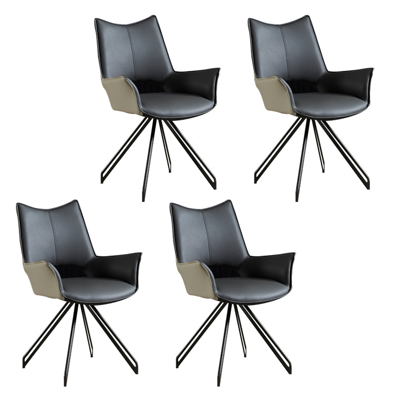 Modern Metal Dining Room Chair Swivel Side Arm Chair for Restaurant Use Grey 4 Piece Set Clearhalo ' kitchen&dining_furn' 'Dining Chairs' 'Dining Tables & Seating' 'dining_chair' 'furn' 'furn_dining_chair' 'Furniture' 'furniture_dining_chair' 'Kitchen & Dining Furniture' 'kitchen' 4271828