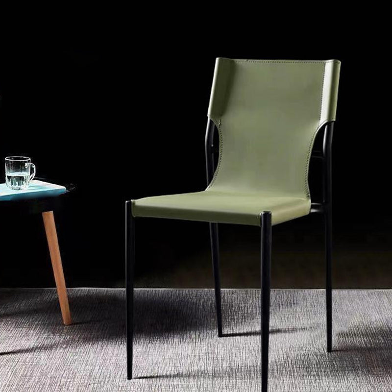 Designer Style Leather Coffee Shop Side Chair Solid Back Dining Chair Clearhalo ' kitchen&dining_furn' 'Dining Chairs' 'Dining Tables & Seating' 'dining_chair' 'furn' 'furn_dining_chair' 'Furniture' 'furniture_dining_chair' 'Kitchen & Dining Furniture' 'kitchen' 4271838