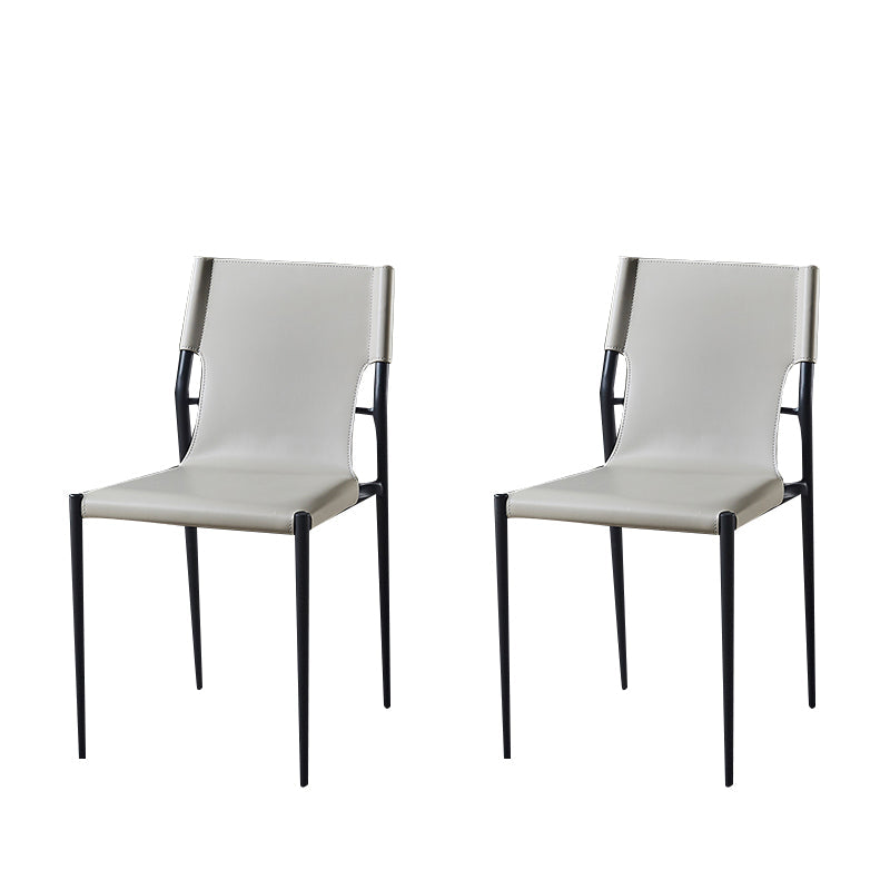 Designer Style Leather Coffee Shop Side Chair Solid Back Dining Chair Light Gray 2 Piece Set Clearhalo ' kitchen&dining_furn' 'Dining Chairs' 'Dining Tables & Seating' 'dining_chair' 'furn' 'furn_dining_chair' 'Furniture' 'furniture_dining_chair' 'Kitchen & Dining Furniture' 'kitchen' 4271839
