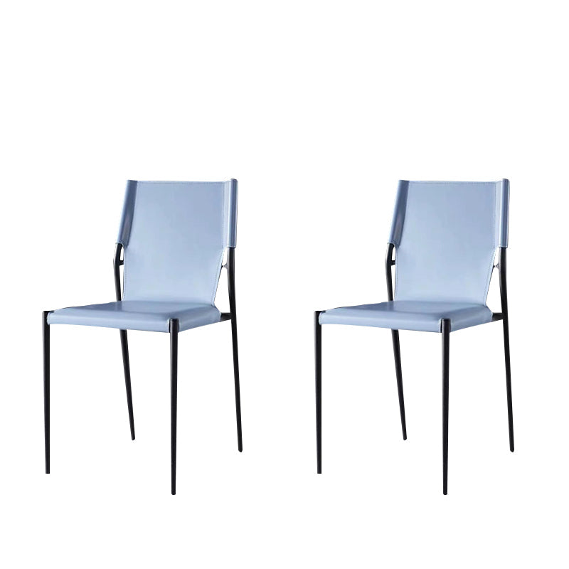 Designer Style Leather Coffee Shop Side Chair Solid Back Dining Chair Blue 2 Piece Set Clearhalo ' kitchen&dining_furn' 'Dining Chairs' 'Dining Tables & Seating' 'dining_chair' 'furn' 'furn_dining_chair' 'Furniture' 'furniture_dining_chair' 'Kitchen & Dining Furniture' 'kitchen' 4271844