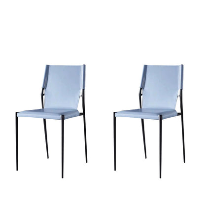 Designer Style Leather Coffee Shop Side Chair Solid Back Dining Chair Blue 2 Piece Set Clearhalo ' kitchen&dining_furn' 'Dining Chairs' 'Dining Tables & Seating' 'dining_chair' 'furn' 'furn_dining_chair' 'Furniture' 'furniture_dining_chair' 'Kitchen & Dining Furniture' 'kitchen' 4271844