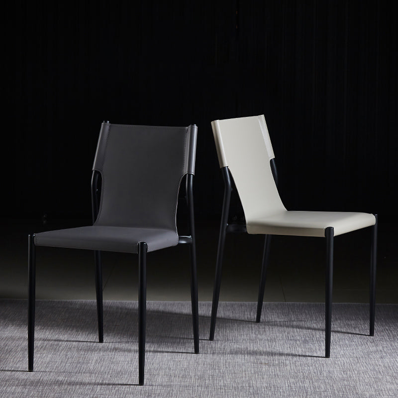 Designer Style Leather Coffee Shop Side Chair Solid Back Dining Chair Clearhalo ' kitchen&dining_furn' 'Dining Chairs' 'Dining Tables & Seating' 'dining_chair' 'furn' 'furn_dining_chair' 'Furniture' 'furniture_dining_chair' 'Kitchen & Dining Furniture' 'kitchen' 4271845