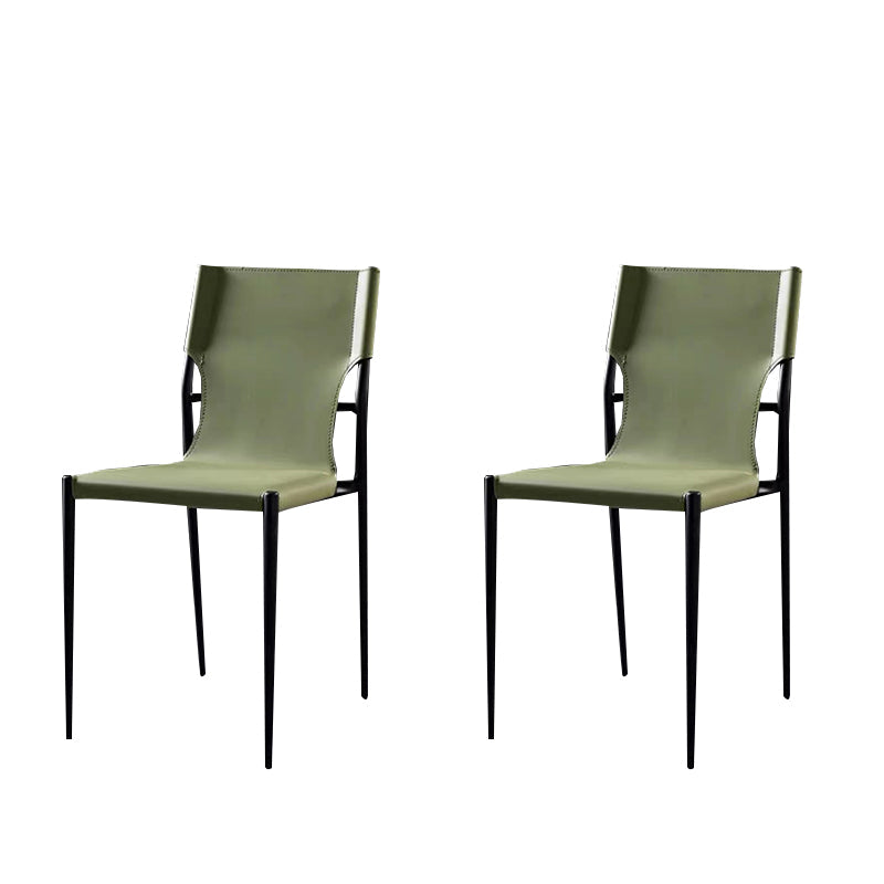 Designer Style Leather Coffee Shop Side Chair Solid Back Dining Chair Green 2 Piece Set Clearhalo ' kitchen&dining_furn' 'Dining Chairs' 'Dining Tables & Seating' 'dining_chair' 'furn' 'furn_dining_chair' 'Furniture' 'furniture_dining_chair' 'Kitchen & Dining Furniture' 'kitchen' 4271846