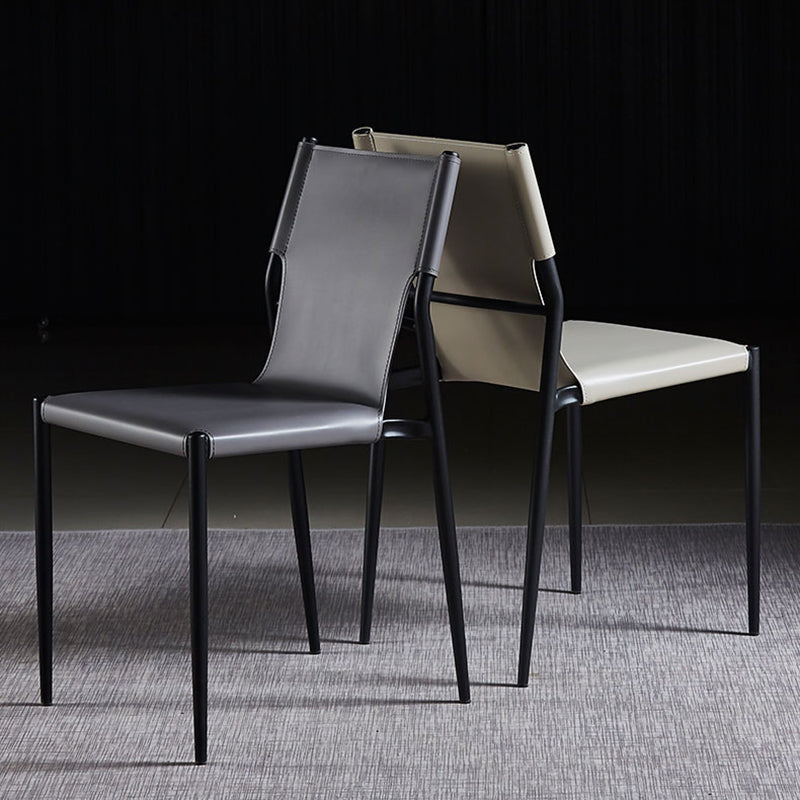 Designer Style Leather Coffee Shop Side Chair Solid Back Dining Chair Clearhalo ' kitchen&dining_furn' 'Dining Chairs' 'Dining Tables & Seating' 'dining_chair' 'furn' 'furn_dining_chair' 'Furniture' 'furniture_dining_chair' 'Kitchen & Dining Furniture' 'kitchen' 4271853