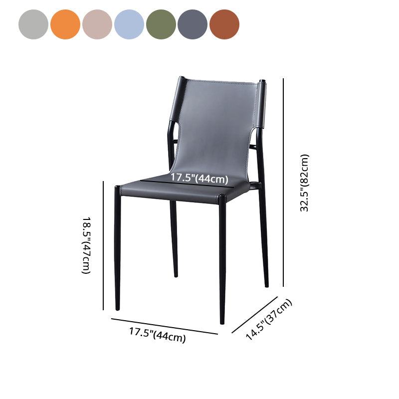 Designer Style Leather Coffee Shop Side Chair Solid Back Dining Chair Clearhalo ' kitchen&dining_furn' 'Dining Chairs' 'Dining Tables & Seating' 'dining_chair' 'furn' 'furn_dining_chair' 'Furniture' 'furniture_dining_chair' 'Kitchen & Dining Furniture' 'kitchen' 4271855
