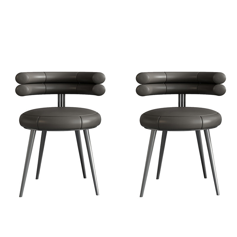 Designer Style Leather Conference Room Side Chair Open Back Dining Chair Dark Gray 2 Piece Set Clearhalo ' kitchen&dining_furn' 'Dining Chairs' 'Dining Tables & Seating' 'dining_chair' 'furn' 'furn_dining_chair' 'Furniture' 'furniture_dining_chair' 'Kitchen & Dining Furniture' 'kitchen' 4271870