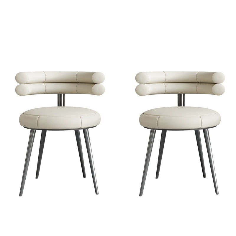 Designer Style Leather Conference Room Side Chair Open Back Dining Chair Off-White 2 Piece Set Clearhalo ' kitchen&dining_furn' 'Dining Chairs' 'Dining Tables & Seating' 'dining_chair' 'furn' 'furn_dining_chair' 'Furniture' 'furniture_dining_chair' 'Kitchen & Dining Furniture' 'kitchen' 4271871