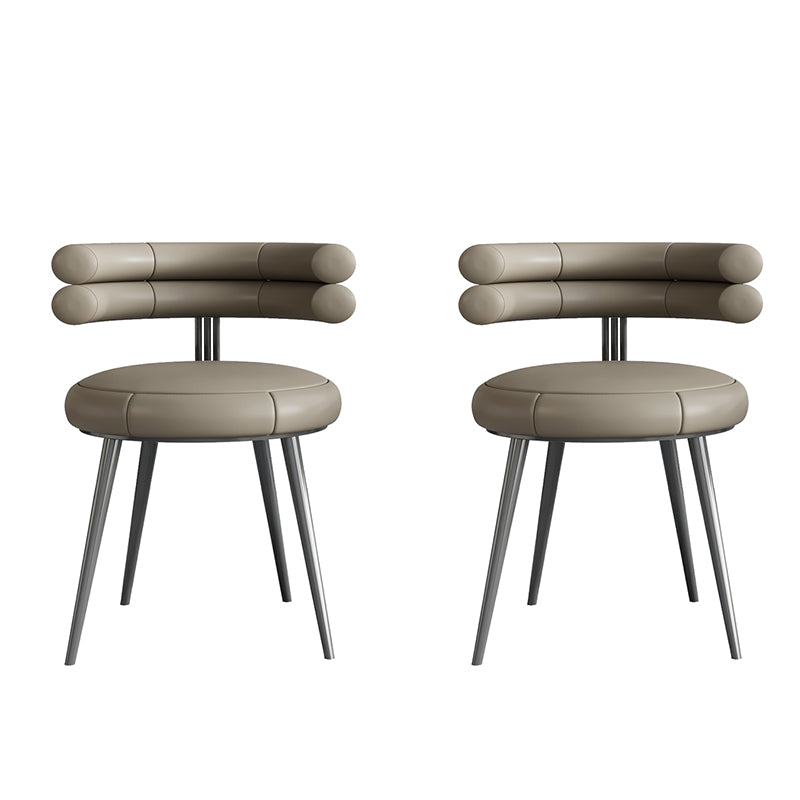 Designer Style Leather Conference Room Side Chair Open Back Dining Chair Light Gray 2 Piece Set Clearhalo ' kitchen&dining_furn' 'Dining Chairs' 'Dining Tables & Seating' 'dining_chair' 'furn' 'furn_dining_chair' 'Furniture' 'furniture_dining_chair' 'Kitchen & Dining Furniture' 'kitchen' 4271875