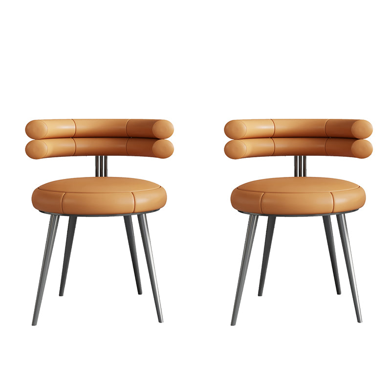 Designer Style Leather Conference Room Side Chair Open Back Dining Chair Orange 2 Piece Set Clearhalo ' kitchen&dining_furn' 'Dining Chairs' 'Dining Tables & Seating' 'dining_chair' 'furn' 'furn_dining_chair' 'Furniture' 'furniture_dining_chair' 'Kitchen & Dining Furniture' 'kitchen' 4271877