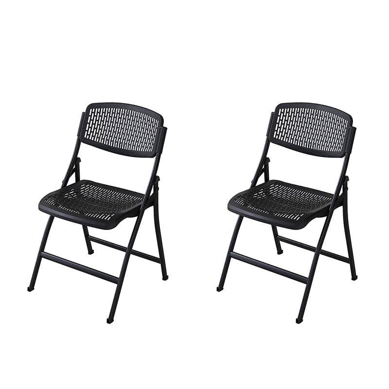 Contemporary Style Dining Chairs Armless Side Open Back Chair with Metal Legs for Kitchen Black 2 Piece Set Clearhalo ' kitchen&dining_furn' 'Dining Chairs' 'Dining Tables & Seating' 'dining_chair' 'furn' 'furn_dining_chair' 'Furniture' 'furniture_dining_chair' 'Kitchen & Dining Furniture' 'kitchen' 4271892